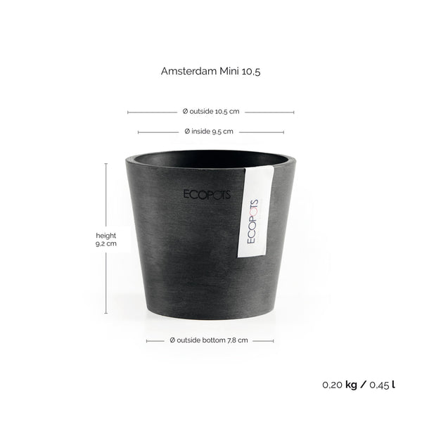 Ecopots Amsterdam Mini Pot Dark Grey