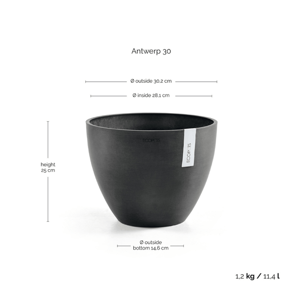 Ecopots Antwerp Dark Grey